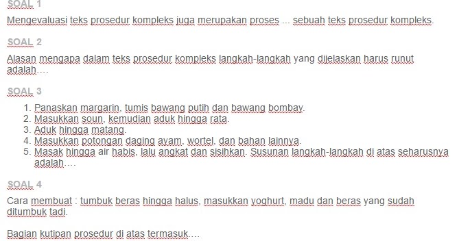 Contoh Soal Evaluasi Struktur Isi Dan Bahasa Teks Prosedur Kompleks Ezy Blog