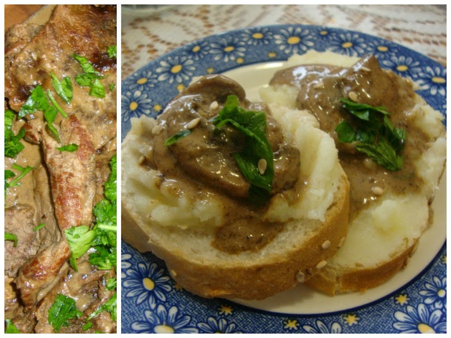 Res con champiñones al tinto 