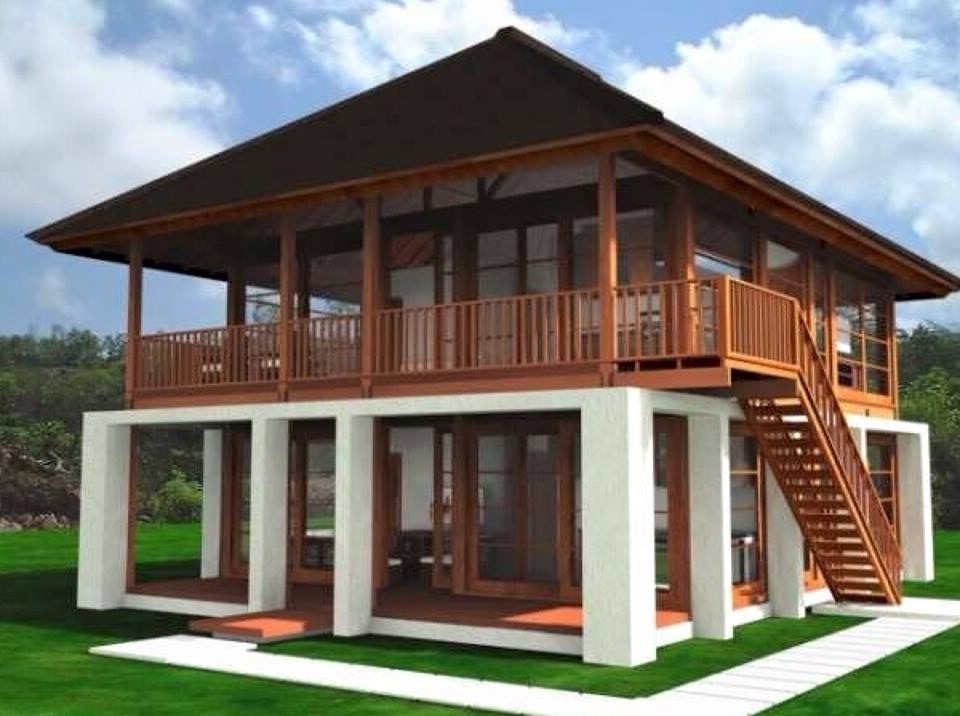rumah kayu minimalis modern dengan kolam renang