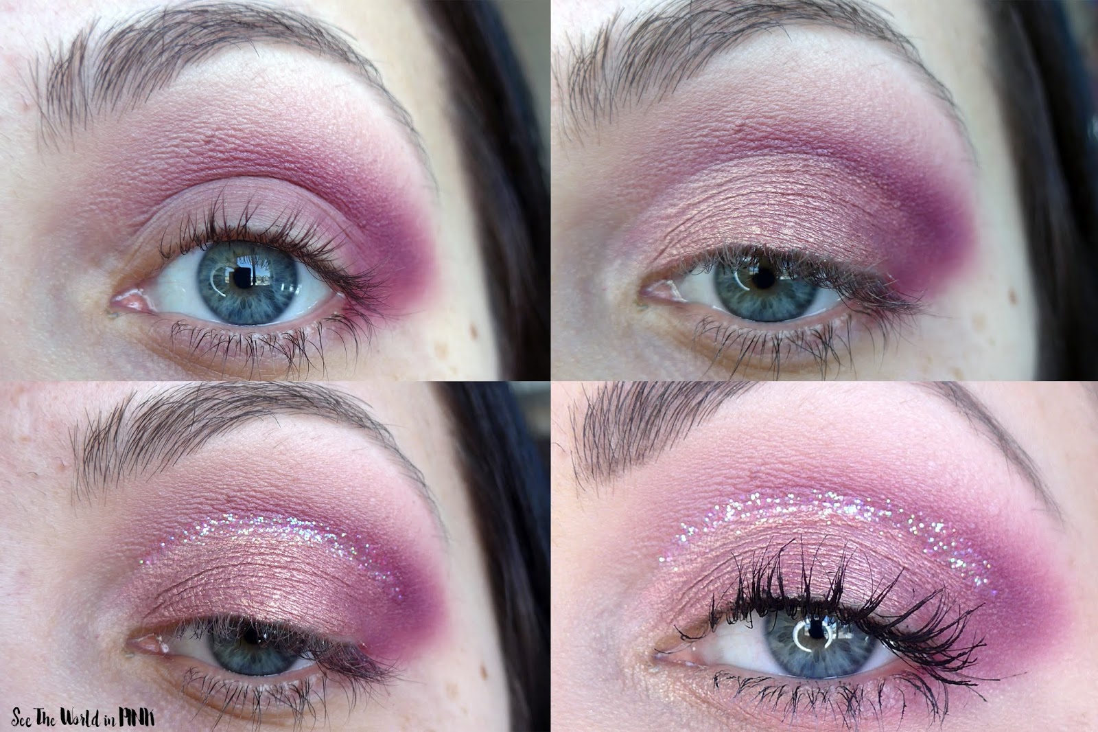 Valentine's Day Pink Cut Crease with Glitter Accent 