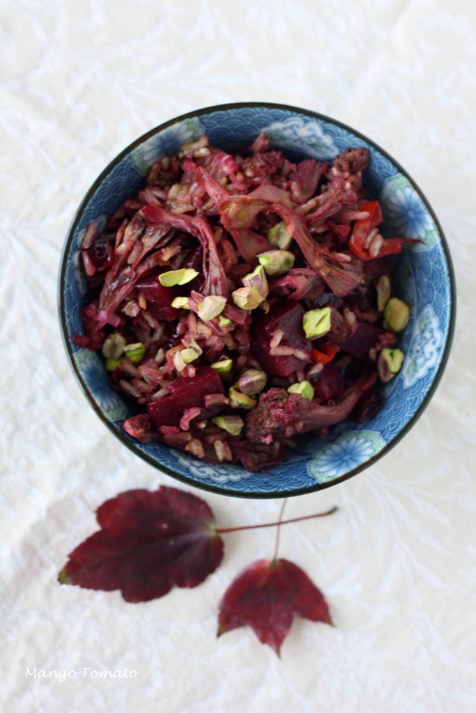 Mango & Tomato Brown rice with beets, leeks & maitake mushrooms