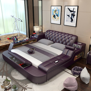bed unique king combo leather storage seat drawers massage cabinets chairs frame 2021 bluetooth bedroom architecture smart