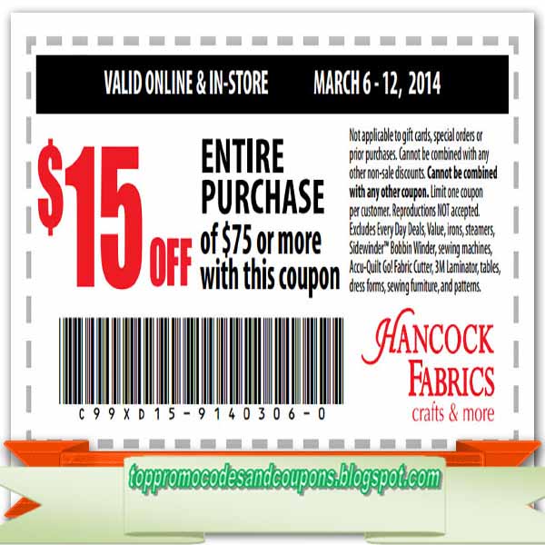 Free Promo Codes and Coupons 2023 Hancock Fabrics Coupons