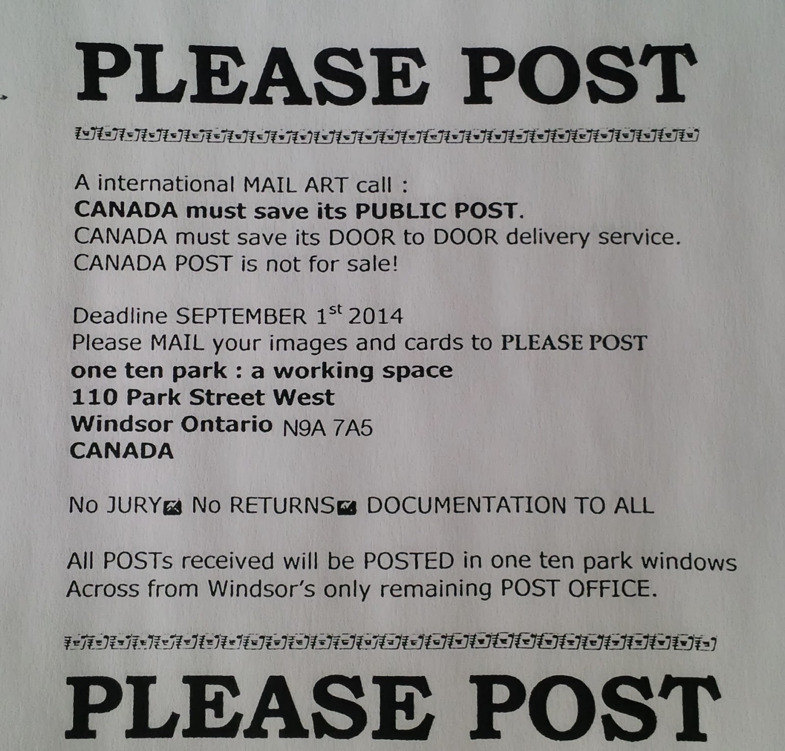 Mail Art Projects POST CANADA