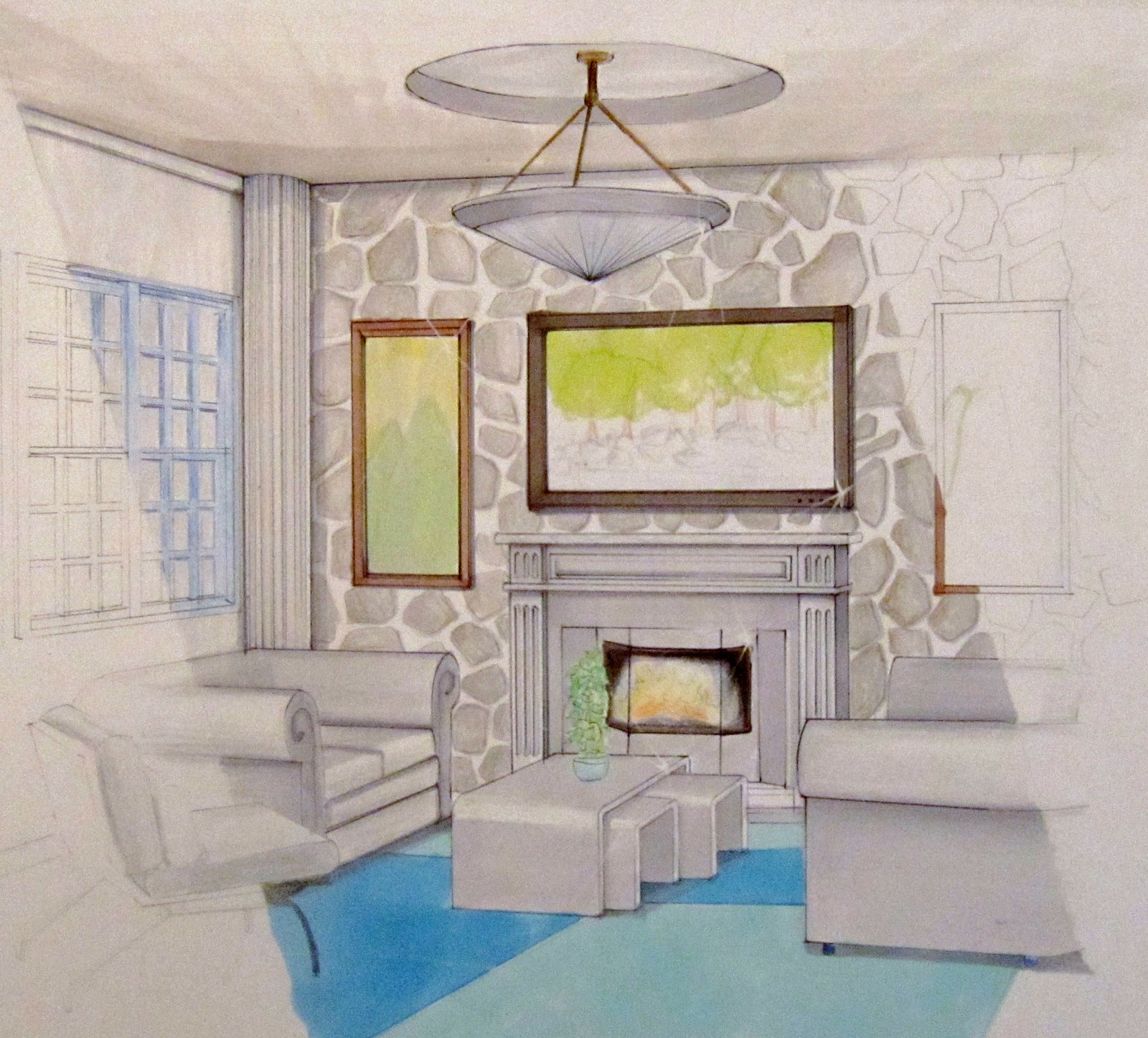 Thoughts and Ideas of a Design Student: Interior Rendering with Markers