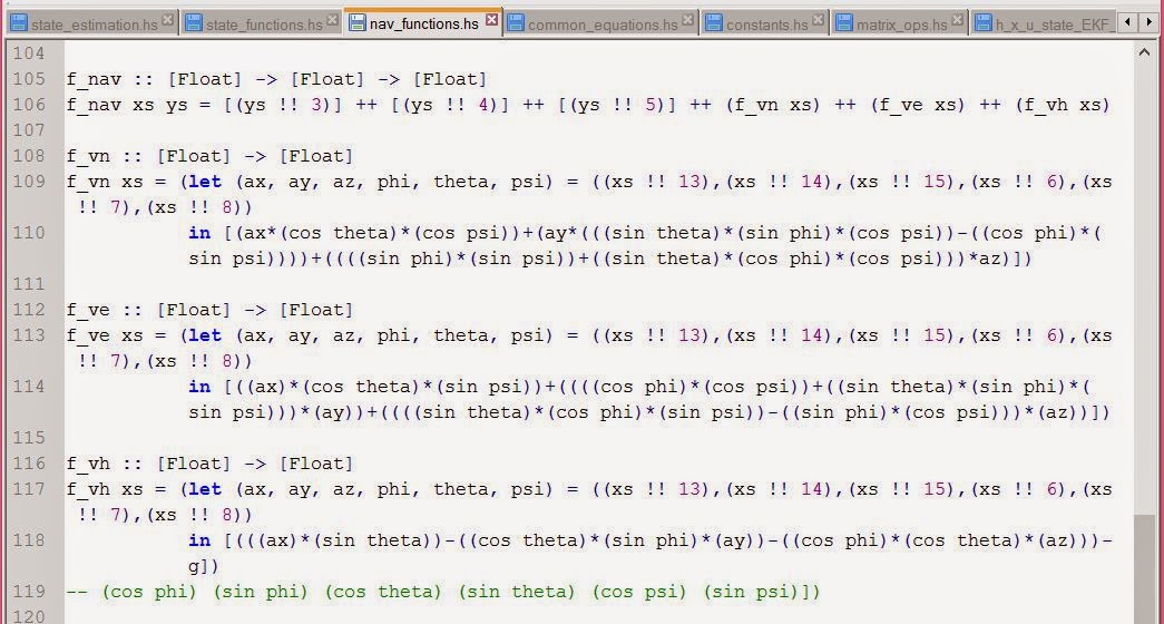 Aircraft Kalman Filter in Haskell Navigation_Functions