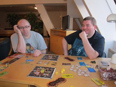 Goblins Inc - Paul (left) looks glum whilst Andy (right) looks pretty happy with his situation in the game