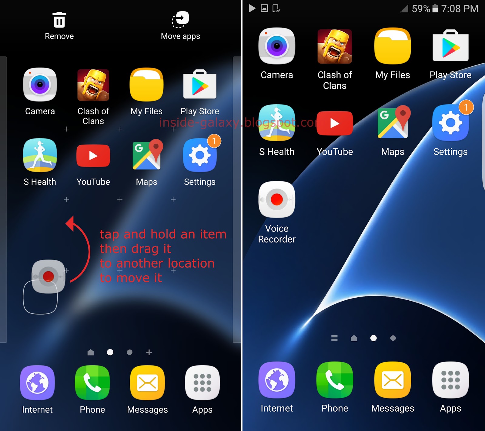 Inside Galaxy: Samsung Galaxy S7 Edge: How to Move Items in Home Screen in  Android 6.0.1 Marshmallow