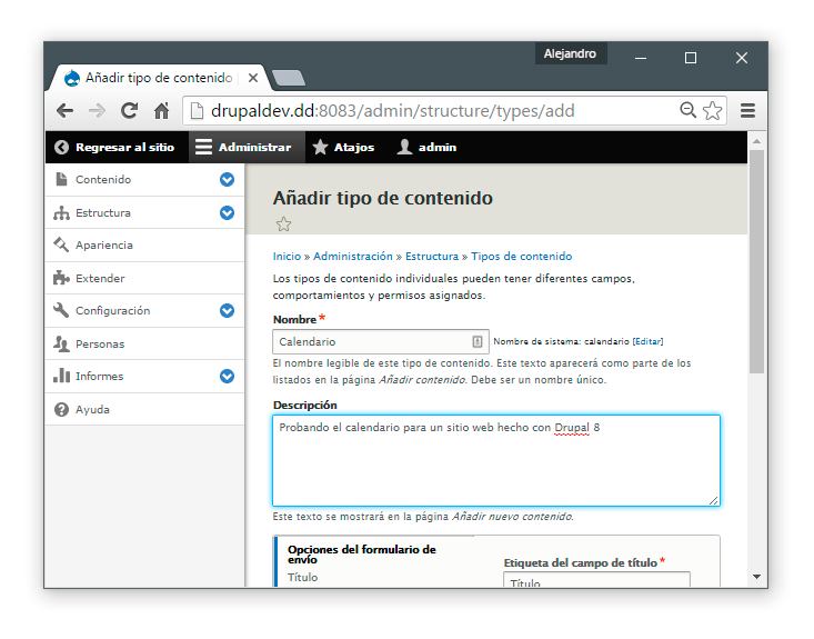 Como crear un calendario en Drupal 8 Drupalandia