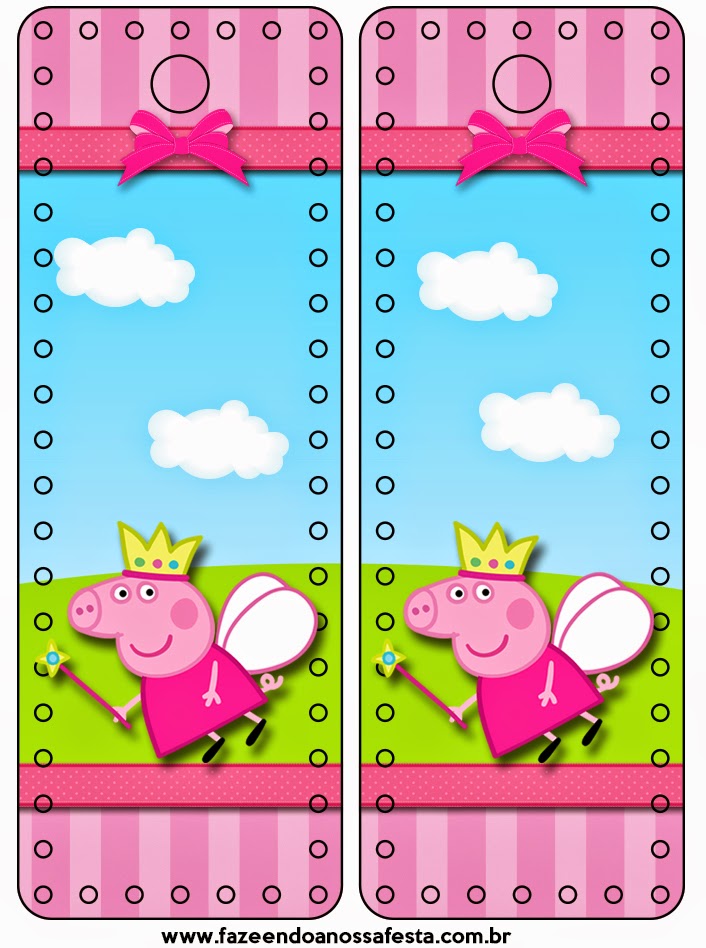 Peppa Pig Hada: Imprimibles, Imágenes y Fondos Gratis para Fiestas. Marcapáginas de Peppa Pig para imprimir gratis.