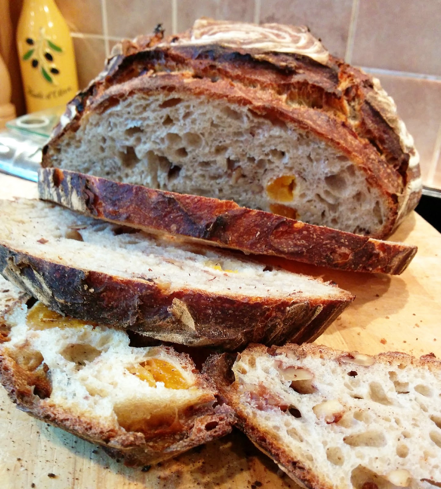 Onions and Paper Apricot and Walnut Sourdough Bread