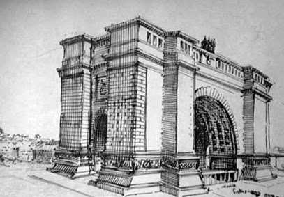Boceto del Arco del Triunfo realizado por Hitler