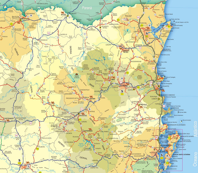 Mapa do Litoral Norte de Santa Catarina