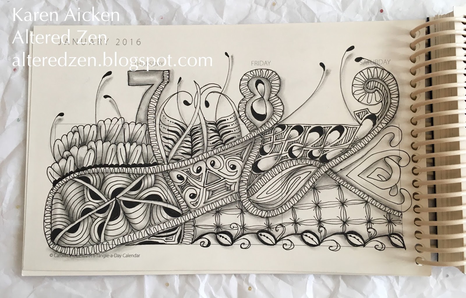 Altered Zen Tangle a Day Calendar 2016, January 7, 8 & 9th