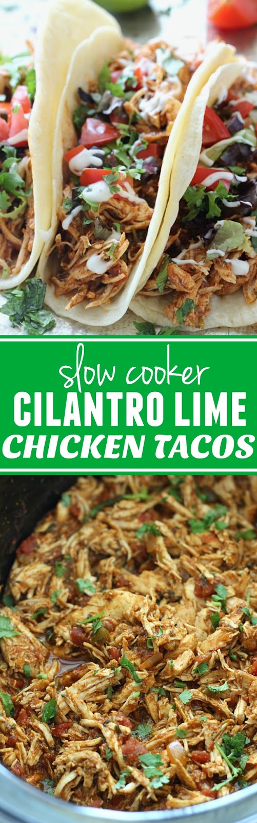 Slow Cooker Cilantro Lime Chicken Tacos Delicious