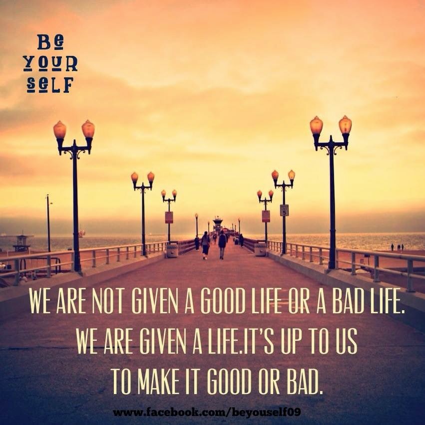 WE ARE NOT GIVEN A GOOD LIFE OR A BAD LIFE. WE ARE GIVEN A ...