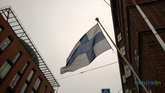 flying flag in Helsinki