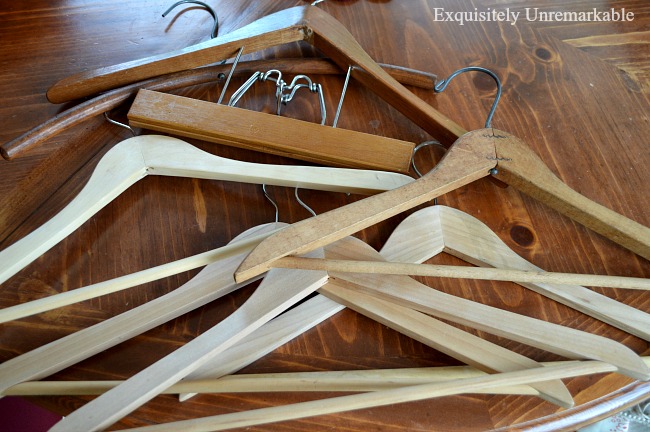 Wooden Hangers on a table