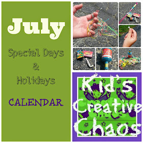 Plan lots of Fun Activities with this July Calendar of Special Days and Holidays.