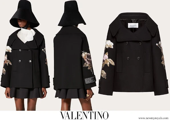 Grand Duchess Maria Teresa wore Valentino Embroidered Drill Drap Pea Coat