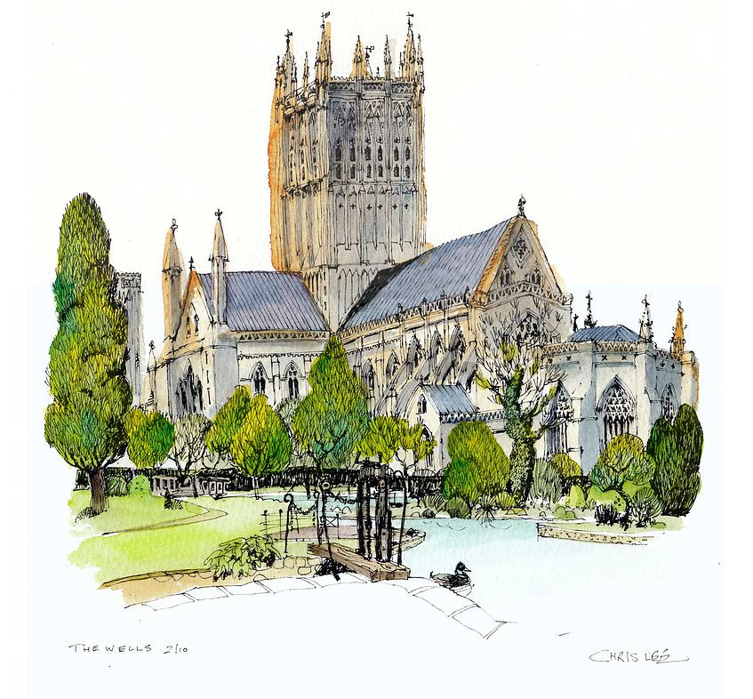 13-UK-Wells-Cathedral-Chris-Lee-Charming-Architectural-wobbly-Drawings-and-Paintings-www-designstack-co