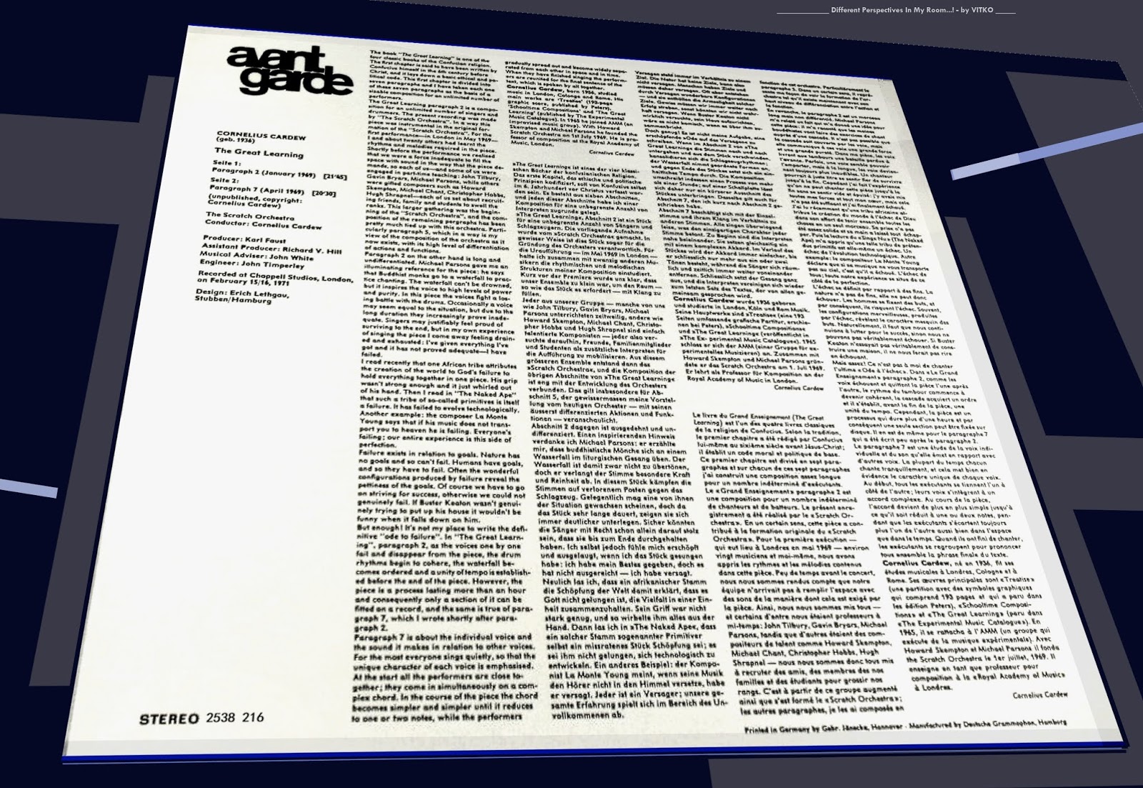 Different Perspectives In My Room...! CORNELIUS CARDEW + THE SCRATCH