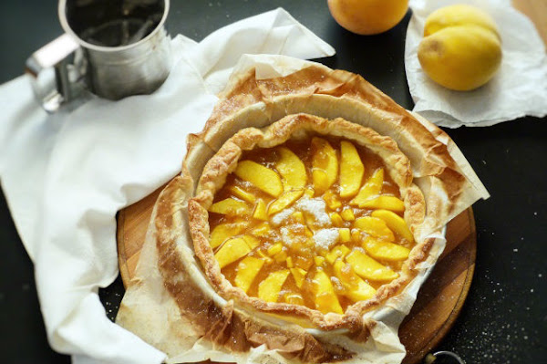tarta de melocotón y mermelada
