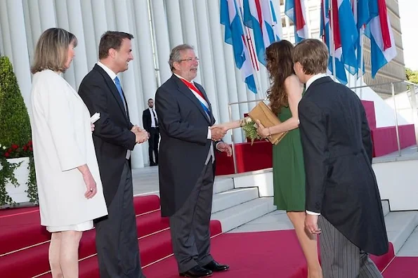 Grand Duke Henri, Grand Duchess Maria Teresa, Hereditary Grand Duke Guillaume, Hereditary Grand Duchess Stéphanie, Prince Félix, Princess Claire, Prince Louis,  Princess Tessy, Princess Alexandra,  Prince Sebastien. Luxembourg's National Day