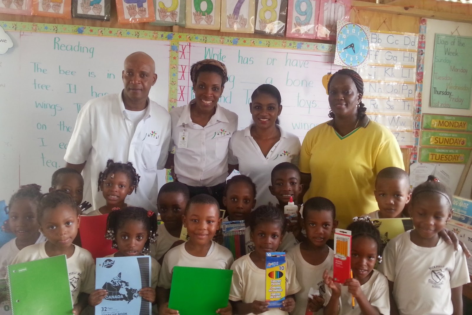 Jamaica school donations Jaital Tours contribute to Child's Month Buckfield Basic School (St