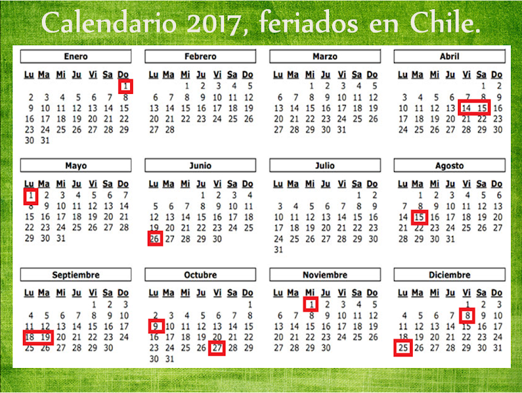 Calendario 2020 Con Feriados Chile Calendario 2019