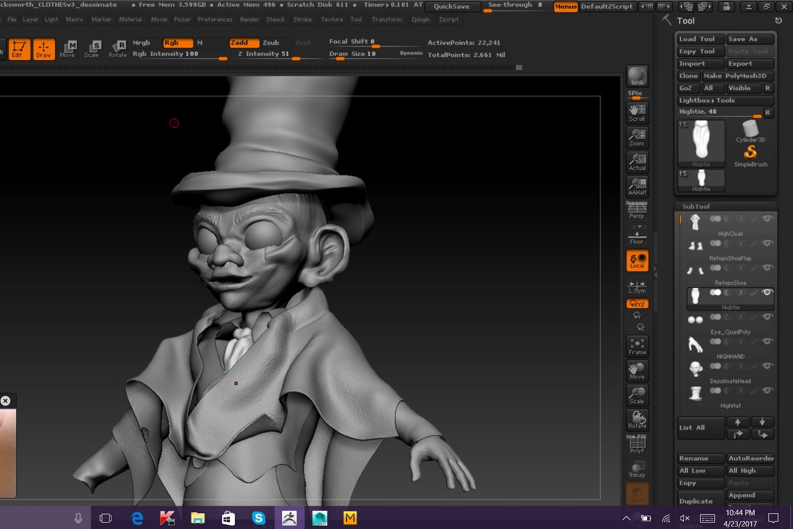 need my imported mesh to be same size zbrush