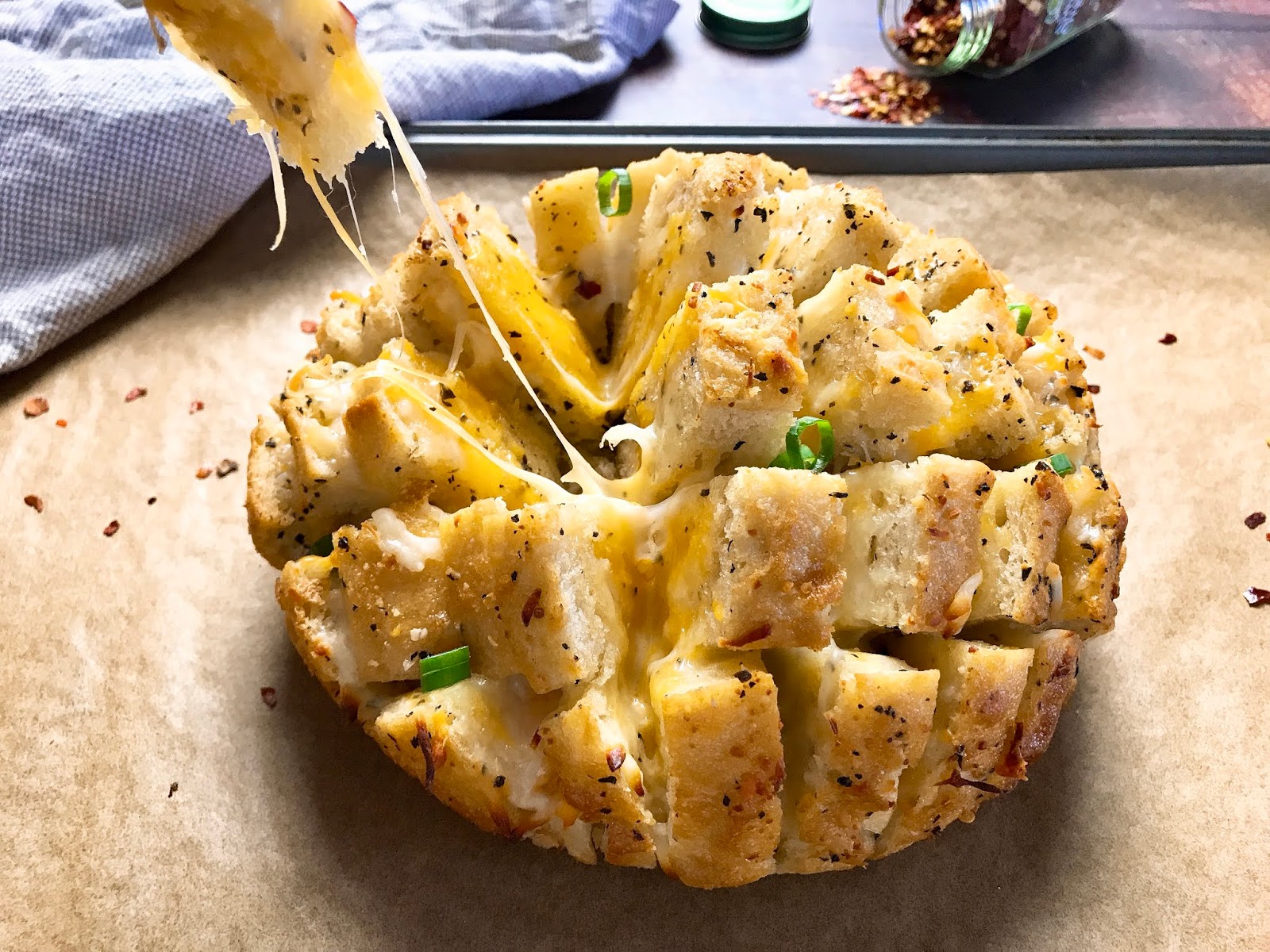 Two Cheese Pull Apart Bread with Garlic Butter