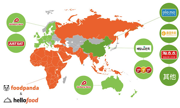 歐亞外送版圖，圖片來源：foodpanda空腹熊貓
