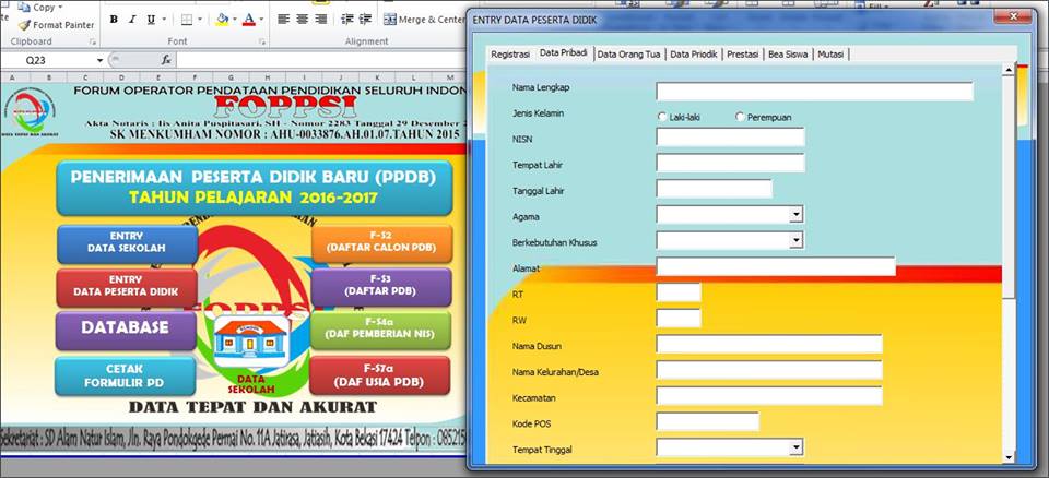 Aplikasi PPDB Format Excel FOPPSI Kabupaten Garut Berkas