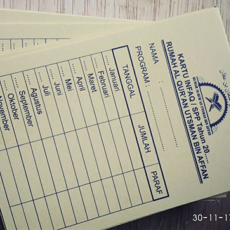 Kartu Pembayaran Spp Buku Tabungan Kartu Iuran Kenanga Kreasindo