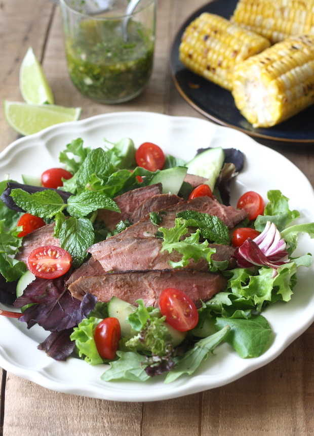 Thai Grilled Steak Salad with Cilantro Lime Dressing by SeasonWithSpice.com