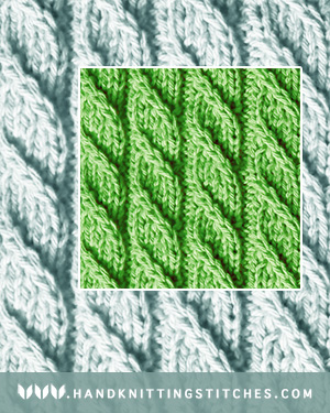 Hand Knitting Stitches - Spiral Columns Left Twist Pattern