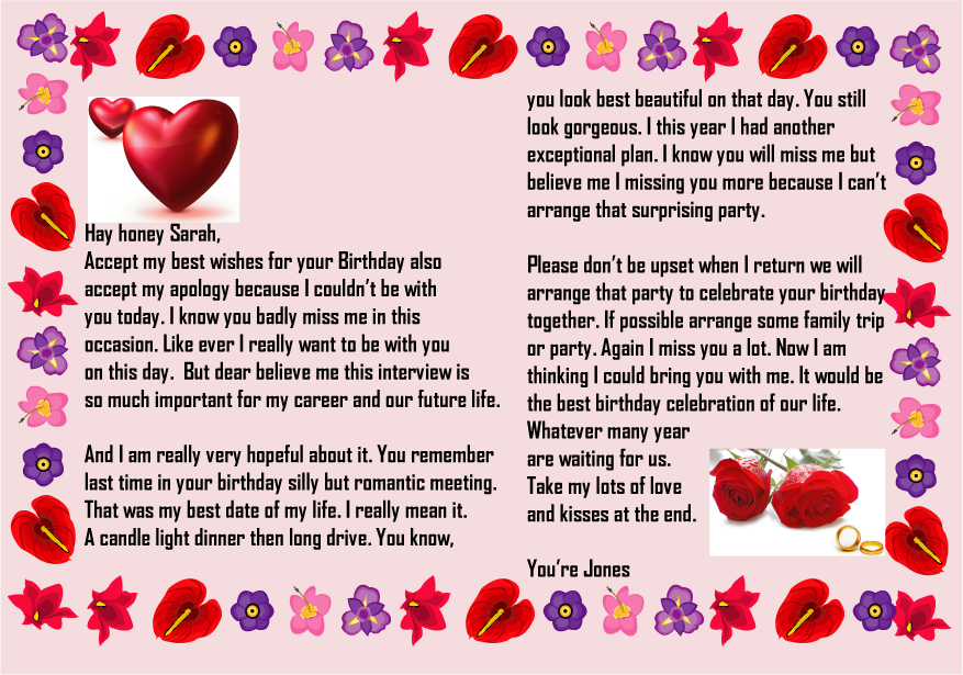 Birthday Paragraph For Her Sample Birthday Letters For Girlfriend 