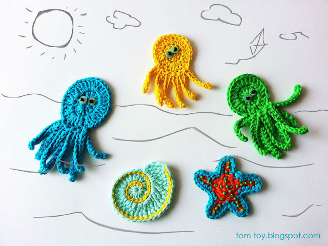 Crochet sea appliques kids clothing embellishment