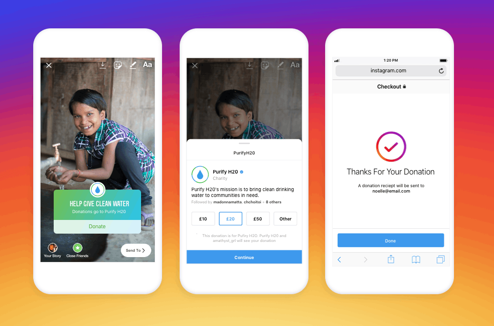 Instagram launches donation sticker in the UK  It allows nonprofits and their supporters to create a 24-hour fundraiser on Instagram Stories.  Using the donation sticker, supporters can give without leaving Instagram. 100% of money raised goes to the nonprofit.