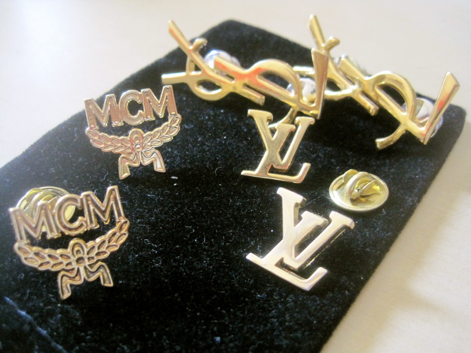 Louis Vuitton Silver and Gold Safety Pin Logo Charm Brooch