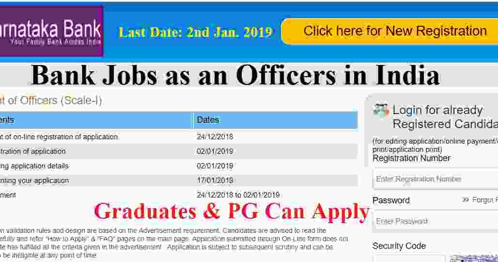 Karnataka Bank Recruitment 2019 Bank Jobs as an Officers in India 2019
