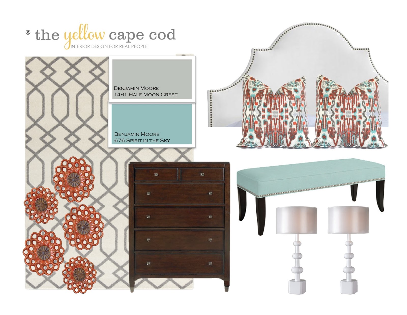 The Yellow Cape Cod Orange Turquoise And Gray Master Suite