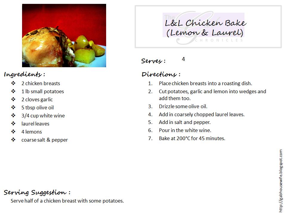 The Gab Housewife Chronicles: L&L Chicken Bake (Lemon & Laurel)