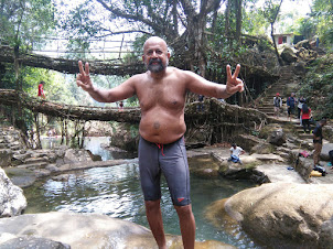 Seafarer /Blogger /Traveller Rudolph. A. Furtado at " Double Roots living bridge ".
