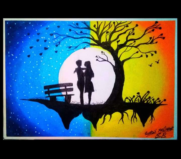 Oil Pastel Colour Painting Creat By Sp