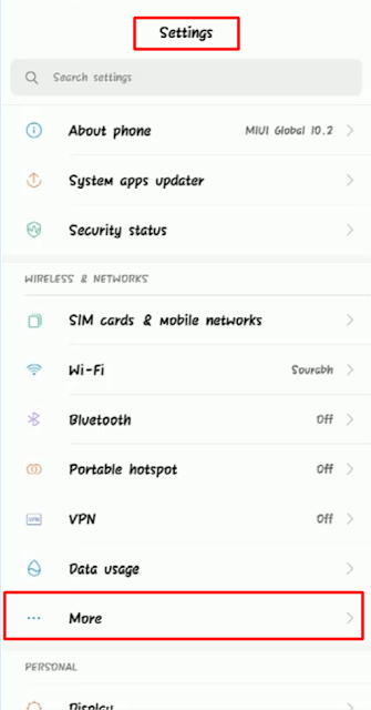 Xaomi Device Settings Xaomi Device Main Settings