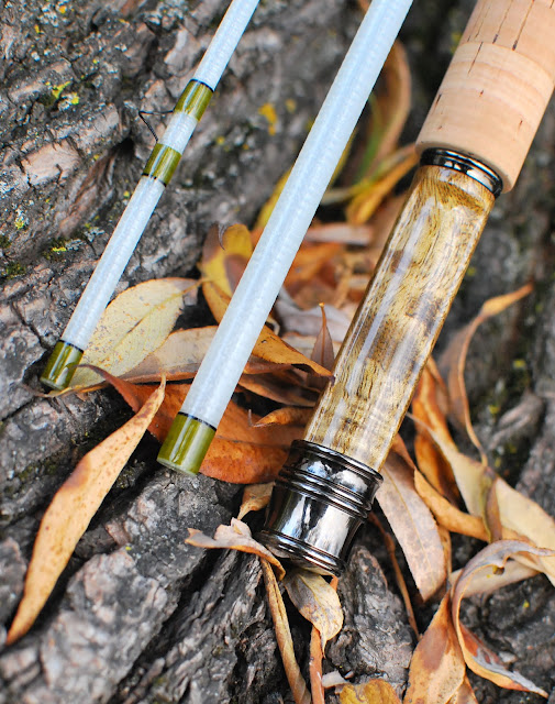 Handcrafted graphite and fiberglass fly rods Kabuto white