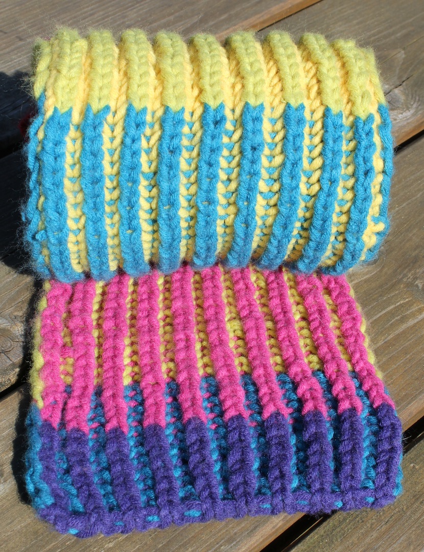 Hilde haakt Veelkleurige sjaal in patentsteek breien