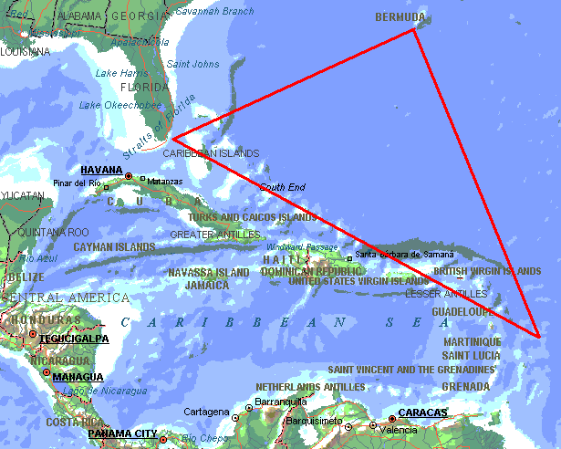 Карта бермудского треугольника на карте мира